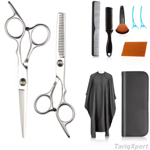 High Quality Stainless Steel Sharp Barber Thinning <b>Shears</b> Kit 6Pcs Titanium-Coated Leather Zipper Case - Product Image 5
