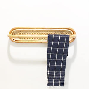 Natural rattan wall mount <b>towel</b> <b>holders</b> bathroom accessories hanger <b>holder</b> <b>rail</b> bar for <b>towels</b> - Product Image 5