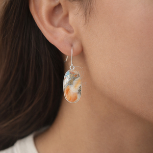 Boucles d'oreilles pendantes en cuivre et turquoise naturelles, argent 925, plaqué or rose et or jaune, ovales, faites à la main, bijoux pour femmes, cadeau - Product Image 2