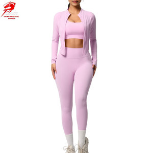 Private Label Seamless 3Pc <b>Yoga</b> <b>Set</b> With Breathable Material And Modern Design For Gym And Fitness Activities - Product Image 1