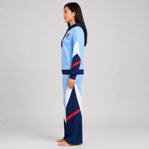 Women's Color Blocking Hooded Tracksuit Set Full Sleeve Loose Fit Sporty Style Breathable Polyester <b>Joggers</b> with Side Pockets - Product Image 6