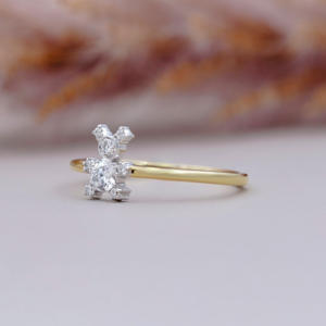 Bague fantaisie en or avec diamant en forme d'ours en peluche, bijoux de créateur uniques, diamants certifiés, bijoux pour femmes - Product Image 2