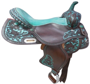 OEM Customized Western Horse Saddle Tack Set New Design with Genuine Leather Seat Tree Custom Style Color <b>Drum</b> Suede Fiber - Product Image 5