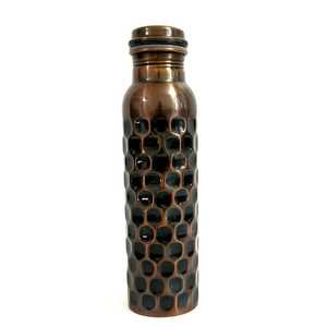 Pure <b>Copper</b> Etched Floral Pattern Dual Finish <b>Water</b> <b>Bottle</b> Set Metallic Hydration Flask <b>Wholesale</b> Supplier - Product Image 3