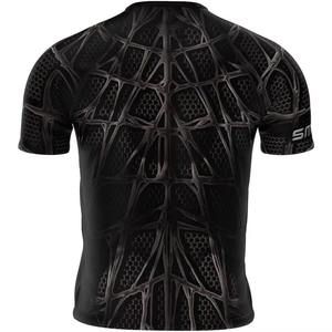 T-shirt de compression à manches courtes pour homme avec motif araignée noire, idéal pour la musculation et l'entraînement, anti-transpiration - Product Image 3