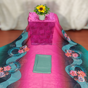 Conjunto de color rojo escarlata Swiss Dirac Mlti-Color con calidad Superfina a juego Gorgura y Garbsaar para damas somalíes - Product Image 4