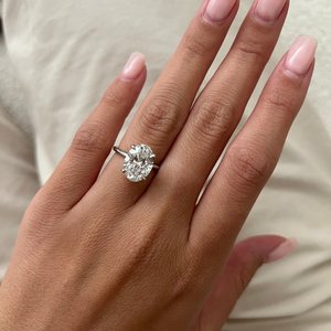 4CT Oval Cut Lab Grown Diamond Solitaire <b>Ring</b> , VS1-F Ratio 1.4+, Platinum Oval Diamond <b>Ring</b> ,<b>Thin</b> Oval <b>Ring</b>, IGI Certified - Product Image 6