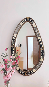 Espejo de Pared Moderno Art Deco con Incrustaciones de Hueso Blanco y Negro, Hecho a Mano, Ecológico, Personalizado, para Decoración del Hogar, Diwali - Product Image 2