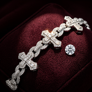 Top Quality Modern Design 925 <b>Silver</b> <b>Men's</b> Premium Iced Out CROSS Custom Cuban Link Moissanite Diamond Bracelet Gifts <b>for</b> <b>men</b> - Product Image 1