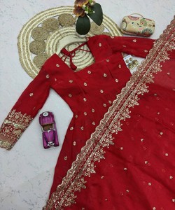 Salwar Kameez Dupatta Rouge Traditionnel pour Femmes, Tenue de Mariage Indienne et Pakistanaise, Robe de Soirée 85156 SAI- SSC – 718 - Product Image 4