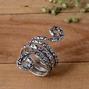 handmade Arthritis <b>Silver</b> Open Band <b>Ring</b> with Celestial Star Design Handmade Tribal <b>Statement</b> Jewelry - Product Image 4