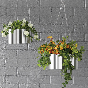 Maceta Colgante de Metal Plateado Pulido, Soporte para Plantas de Techo, Decoración Moderna para Hogar y Jardín, Alambre de Acero Elegante - Product Image 2