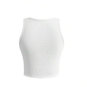 Camiseta sin mangas personalizada para mujer con estampado de notas musicales, top corto de algodón, chaleco informal de verano para fitness, venta al por mayor OEM - Product Image 2