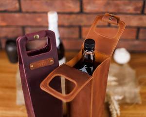 Estuche portabotellas de vino de cuero genuino resistente, bolsa de transporte de lujo para una sola botella, para viajes, picnics y fiestas LEB-0075 - Product Image 3