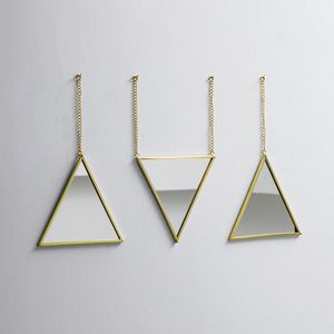 Triangular Brass Framed <b>Wall</b> <b>Mirror</b> <b>Set</b> Minimalist Decorative Glass <b>Mirror</b> for Indoor Use - Product Image 1