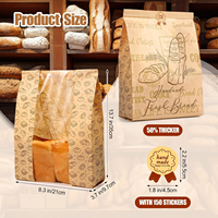 Sac en papier kraft brun écologique personnalisé pour boulangerie, idéal pour pain au levain, sandwichs et biscuits, avec fenêtre