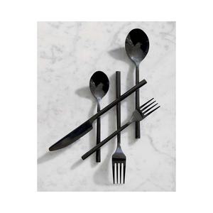 Ensemble de couverts de restaurant de mariage d'hôtel de luxe de poignée simple noire ensemble de couverts ensemble de couverts élégant - Product Image 1