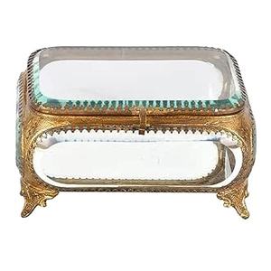 Meilleur prix de gros bordure en laiton boîte de rangement en verre biseauté bijoux et bague boucle d'oreille souvenir organisé boîte décoration de mariage - Product Image 4