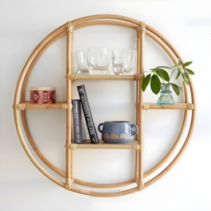 Round <b>Wall</b>-<b>mount</b> Bookshelf Living Room Bedroom Home Decoration <b>Wall</b> Hanging Rattan <b>Shelf</b> Cheap Price From Vietnam - Product Image 3