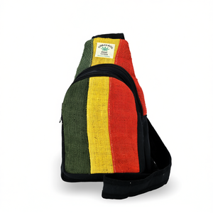 Sac bandoulière pour femme 100% chanvre, style bohème, avec motif rayé, fermeture éclair, doublure en polyester, tricolore - Product Image 2