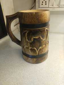Classical Vintage Wine Mug with Handle Wood <b>Work</b> Handicraft Natural Wood Beer Tea Coffee <b>Cup</b> Mug From India <b>for</b> Party - Product Image 5