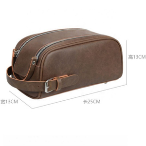 Neceser de Viaje Clásico de Cuero con Cierre de Cremallera y Correa Ajustable para Artículos de Aseo y Accesorios para Hombre - Product Image 2