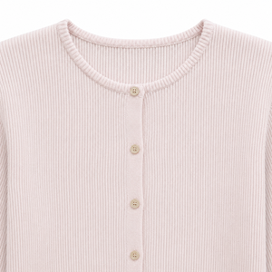 Cárdigan de cuello redondo de punto acanalado fino y elástico para mujer | |   Fabricante OEM ODM Bangladesh - Product Image 5