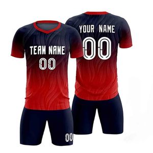 Ensemble maillot et short de football pour homme adulte 100 % coton, imprimé par transfert thermique, nom/numéro de l'équipe, taille élastique, respirant, uni - Product Image 6