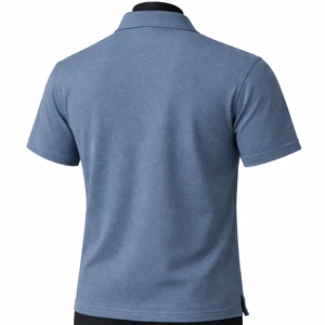 Men's <b>Blue</b> Short Sleeve Pique <b>Polo</b> <b>Shirt</b> Casual Solid Color Regular Fit Breathable Knitted - Product Image 3