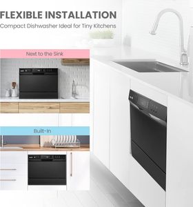 Lavavajillas de encimera, lavavajillas portátil Energy Star, 6 servicios y 8 programas de lavado, función de velocidad, cuidado del bebé, ECO y función para cristales - Product Image 3