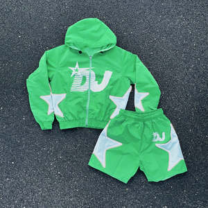 Chaqueta Cortavientos Personalizada con Logotipo para Hombre, Conjunto Impermeable con Capucha de Tela de Poliéster para la Temporada de Primavera, Conjuntos para Lluvia - Product Image 1