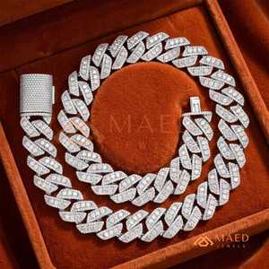 Silver Iced Out Cuban Link Moissanite Chain <b>Necklace</b> For Men Hip Hop Luxury <b>Statement</b> Jewelry Fashion Style - Product Image 1