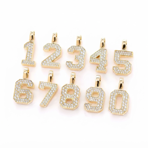 Pendentif tendance en moissanite, en argent 925 plaqué rhodium, serti de pierres, personnalisable avec numéro porte-bonheur et date commémorative, cadeau unisexe pour fête - Product Image 1