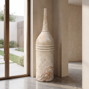 Jarrón de Piedra Beige con Aspecto de Mármol, Jarrón Cilíndrico para Flores, Recipiente Decorativo para Jardín, Bodas y Patio - Product Image 5