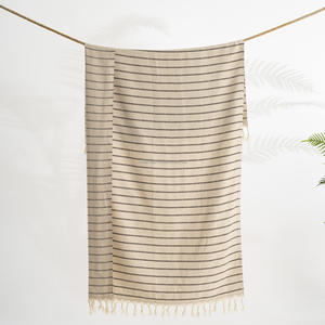 Serviettes de plage Hamam Pestemal turques d'été en gros-100X180CM Serviette Peshtemal 100% coton 40x70in Beige - Product Image 2