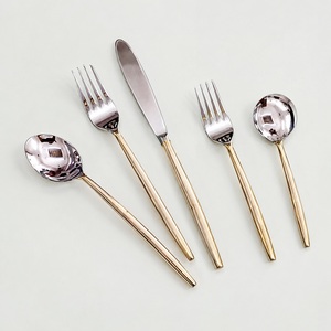 Gold Matt Banging Rough Design Handle Stainless steel Fashionable Design Hot <b>Sale</b> Elegant Wedding Cutlery set - Product Image 6