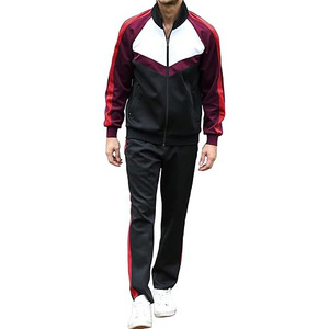 Survêtement pour homme à blocs de couleur, manches longues, fermeture éclair, poches latérales, respirant, en polyester, style sportif, pour l'automne - Product Image 3