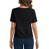 T-shirt en coton tricoté pour femme, coupe classique, broderie, respirant, écologique, décontracté, été, voyage, shopping, vacances, usage quotidien