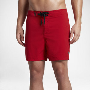 Shorts de bain décontractés pour hommes, rouges unis, taille mi-haute, avec cordon de serrage, séchage rapide, en tissu, avec braguette zippée - Product Image 1