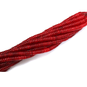 Cuentas planas de cuarzo rojo oscuro de 5-6 mm, cuentas espaciadoras de piedra preciosa Heishi de color rojo intenso, hilo de cuarzo liso para pulsera y collar. - Product Image 5