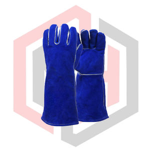 Gants de soudeur en cuir bleus, entièrement cousus, de sécurité, flexibles, respirants, résistants aux déchirures, résistants à l'usure, isolants thermiquement - Product Image 1