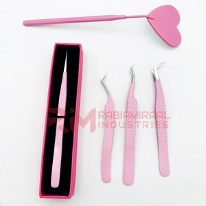 Pinzas de Volumen para Pestañas Postizas RMI de Acero Inoxidable con Punta de Fibra Rosa - Product Image 4