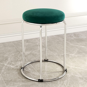 Contemporary Velvet <b>Footrest</b> Stool with Gold Metal Base for Living Room Bedroom and Lounge Furniture - Product Image 1