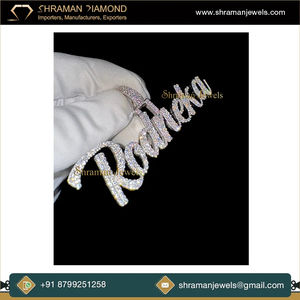 Trendy Hip Hop 925 Silver Rhodium Plated Custom Iced Fine Cursive <b>Initial</b> Letter Name Diamond Pendant Fine <b>Necklace</b> Charm Unisex - Product Image 5