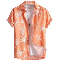 Kemeja Hawaii Kasual Pria Motif Bunga Gaya Liburan Pantai Musim Panas Desain Keren untuk Pasangan Lengan Pendek Longgar Bahan Satin ODM