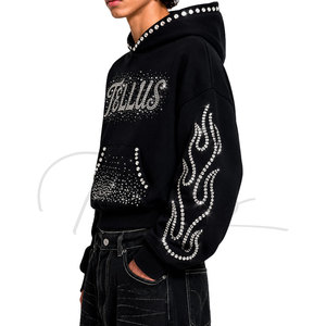 Sudadera con Capucha Personalizada para Hombre, con Pedrería, de Felpa, Corte Holgado, 100% Algodón, Transpirable y Cómoda, Estilo Urbano - Product Image 6