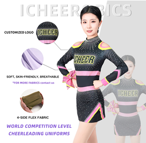 Ensemble d'uniformes de cheerleading personnalisés pour femmes, haut à manches longues, jupe, tissu en spandex/polyester 300g, OEM HH-SW-1517 HAMID HAROON PRO WEAR - Product Image 4