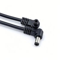 Câble Pigtail d'alimentation à angle droit 90 degrés, mâle DC, 2 conducteurs 22 AWG, gaine PVC, extrémité dénudée et étamée, rouge et noir, faisceau de câblage
