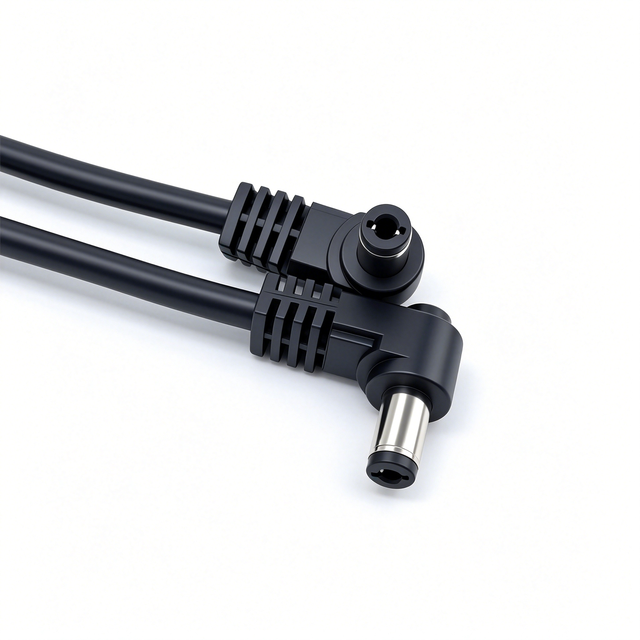 90 Degree Right Angle DC Male 2 Core 22 AWG PVC Jacket Stripped Tinned End Red Black Power Pigtail Cable Wiring Harness