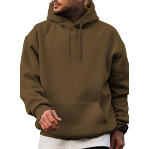 Custom Logo Oversize Blank Fleece Hoodies String Embroidery 500g Heavy Weight Street Wear Plain Men's Hoodies - Product Image 1
